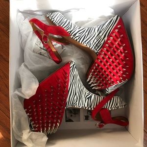 Jeffrey Campbell size 7.5 Vicious-Ex Red Zebra